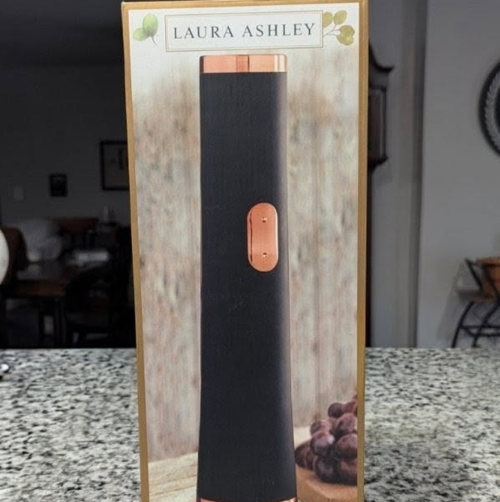 Laura Ashley Black and Copper Electric Wine Opener/Silcone 8 Ice Spheres Mold